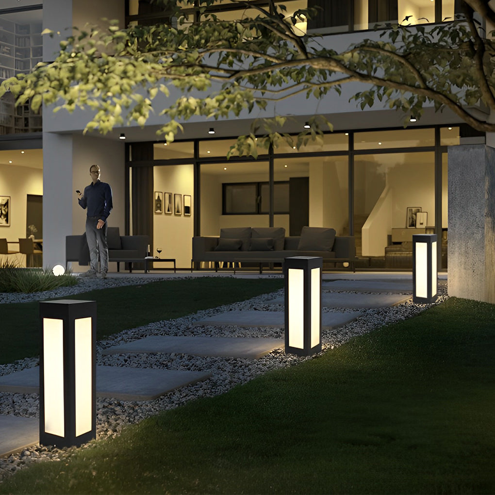 Modern Black Solar Bollard Lights Automatic, Waterproof LED Outdoor Lighting - Lamp Outdoor