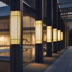 Retro Vertical Stripe Grid LED Waterproof Brown Outdoor Wall Lamp - Lamp Outdoor