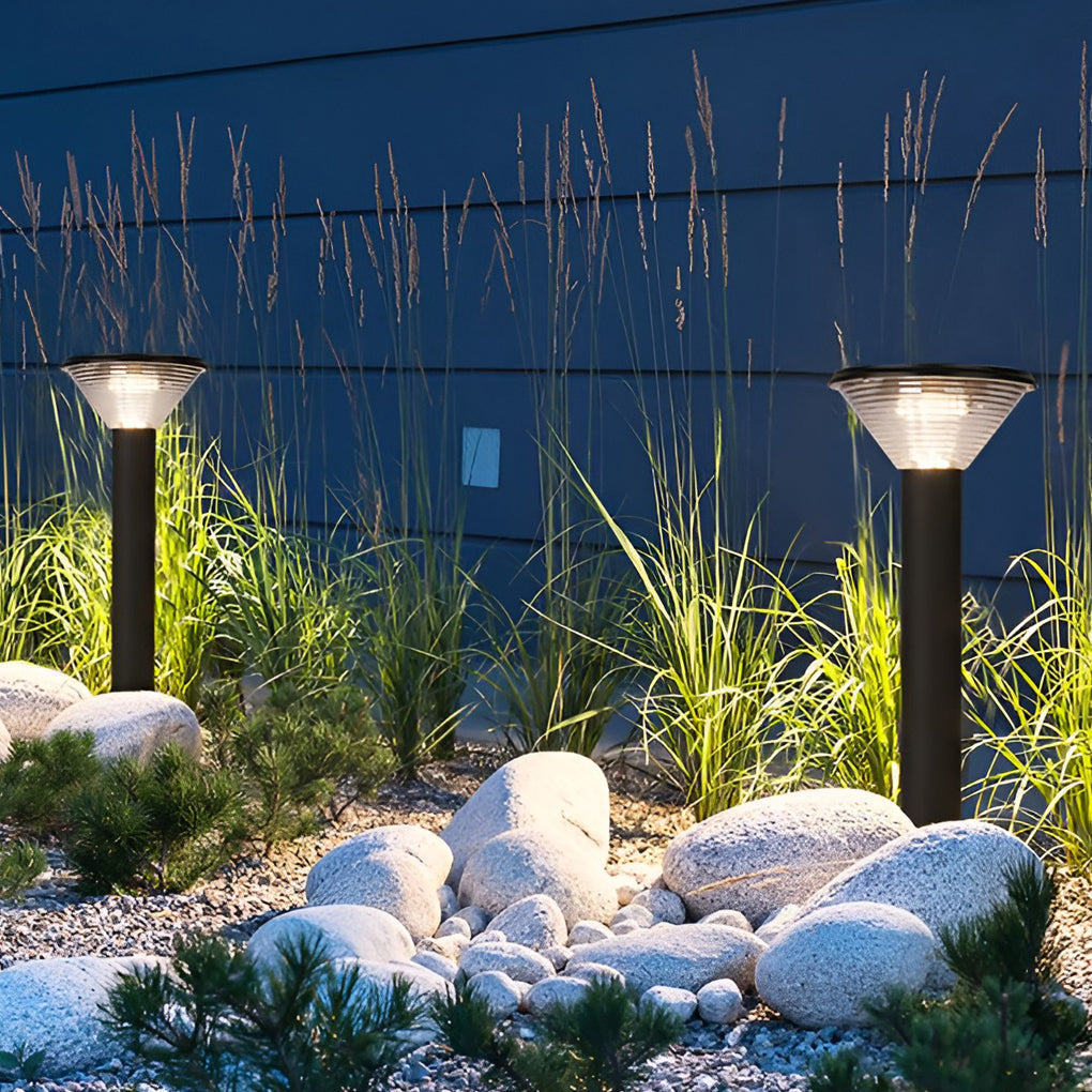 Contemporary Tapered Solar LED Pathway Light Black Cylindrical Outdoor Lighting - Lamp Outdoor