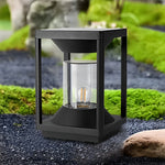 Square Minimalist Waterproof LED Black Modern Solar Fence Post Lights - Lamp Outdoor