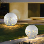 Waterproof Round Metal Hollow White Modern Outdoor Lanterns Lawn Lamp - Lamp Outdoor