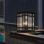 Retro Glass LED Waterproof Matte Black Modern Solar Fence Post Lights - Lamp Outdoor