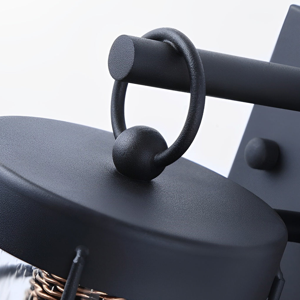 Waterproof Iron Glass Lantern Black Retro Rustic Exterior Wall Lights - Lamp Outdoor