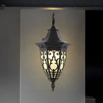 Vintage Flower Pattern Waterproof Black American Style Solar Wall Lamp - Lamp Outdoor
