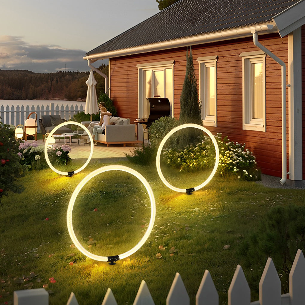 Sleek Ring LED Lawn Lamp Modern Waterproof Solar Landscape Lighting - Lamp Outdoor