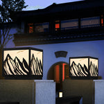 Outdoor Waterproof LED Mountain Scenery Black Solar Fence Post Lights - Lamp Outdoor