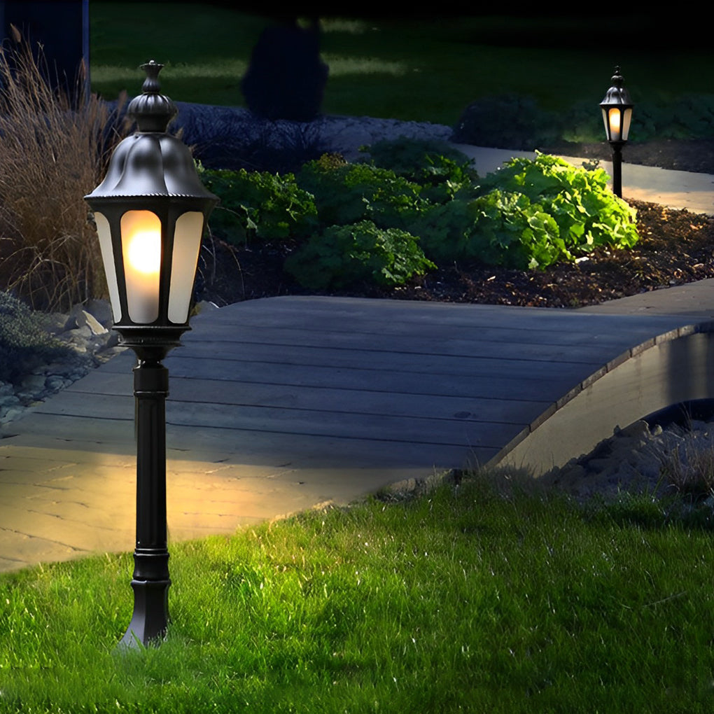 Elegant European-Style Black LED Outdoor Pathway Lamp Post - Lamp Outdoor