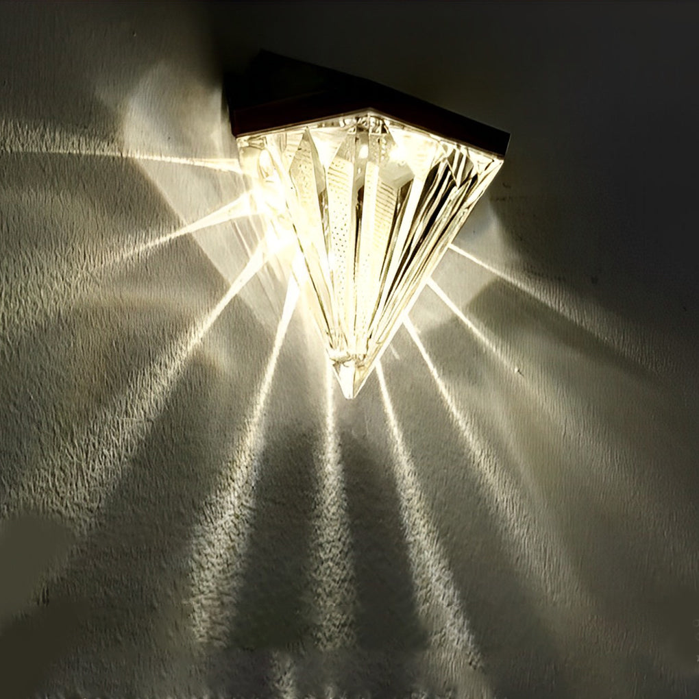 2PCS Geometric LED Waterproof Black Solar Wall Lamp Outdoor Wall Lights Fixture - Lamp Outdoor