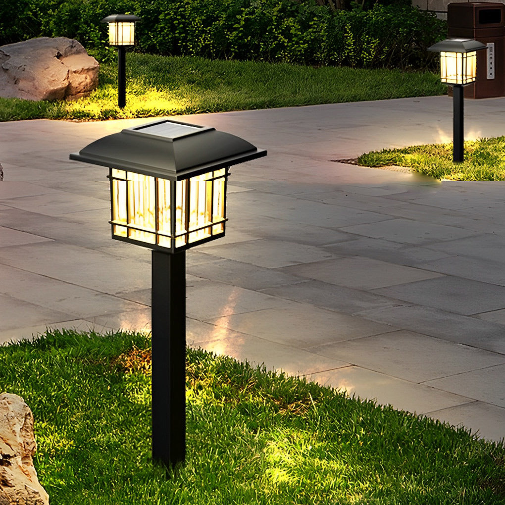 Vintage-Modern Solar Square Lawn Lights Waterproof, Durable Outdoor Lighting - Lamp Outdoor