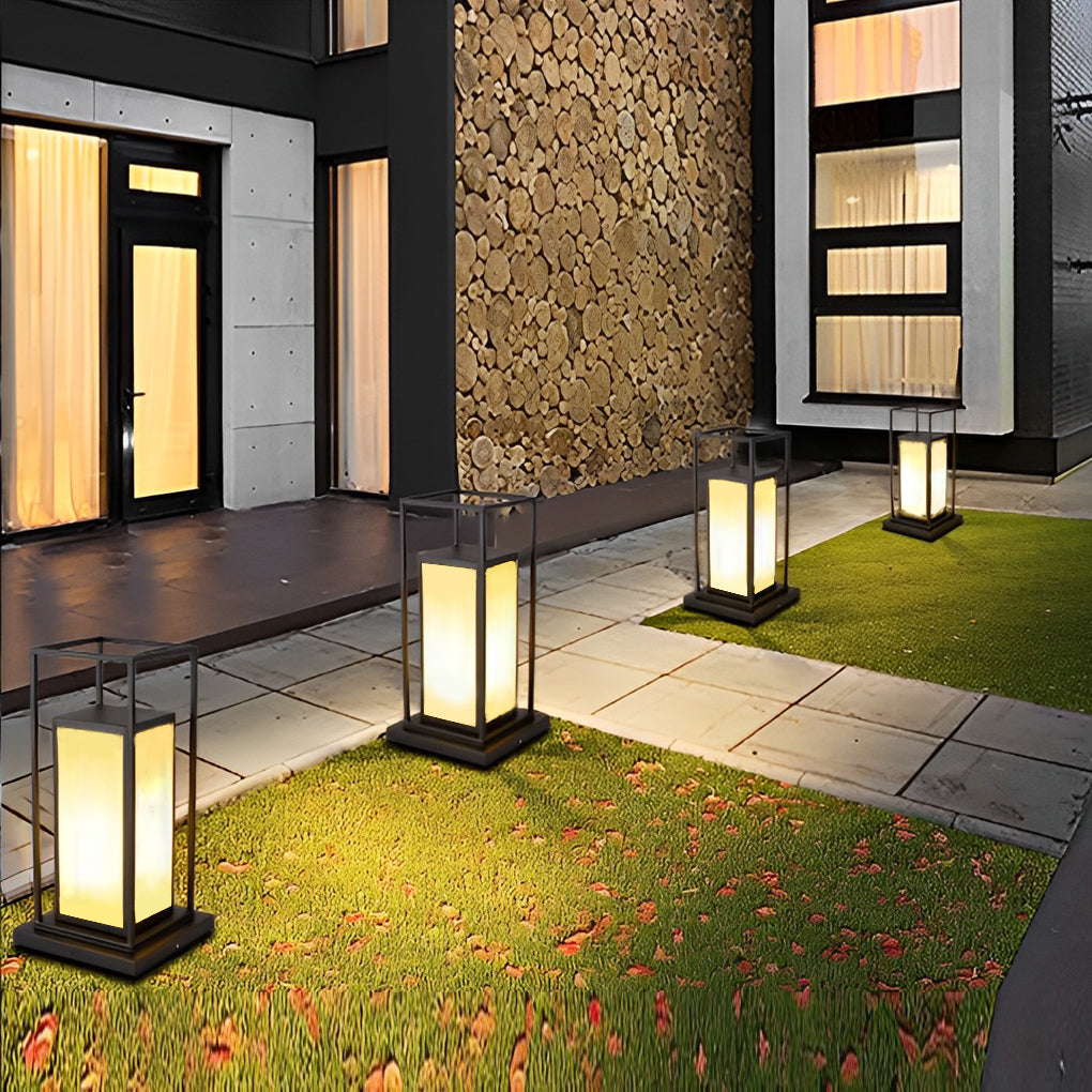 Outdoor Waterproof LED Black Modern Solar Fence Post Lights Pillar Lamp - Lamp Outdoor