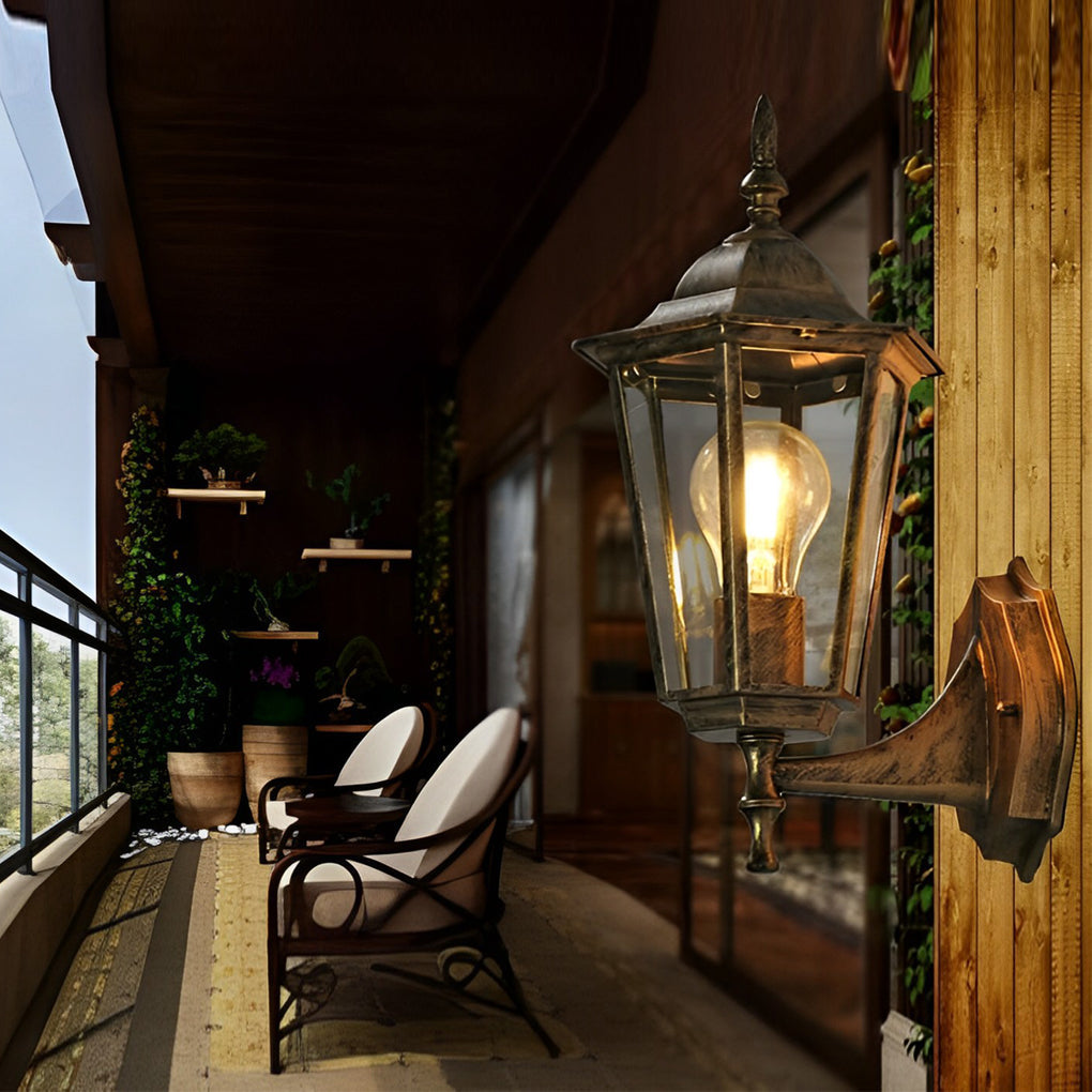 Retro Hexagonal Waterproof European Style Outdoor Wall Lights Wall Lamp - Lamp Outdoor