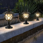 Flower Ball Cognac Glass Waterproof European Style Outdoor Pillar Lamp - Lamp Outdoor