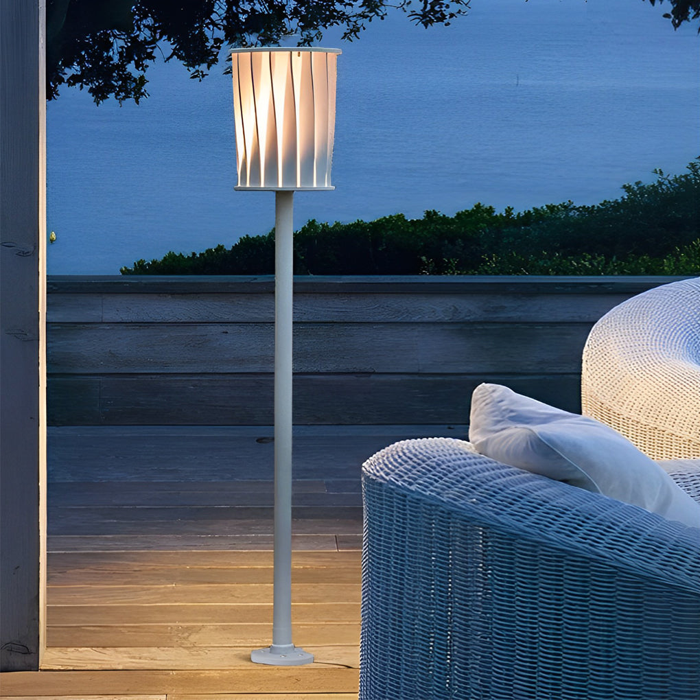 Stainless Steel Outdoor Floor Lamp with Rotating Design and Vertical Slats - Lamp Outdoor