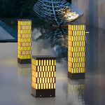 Grid-Designed LED Black Outdoor Lawn Lamp Modern Waterproof Landscape Bollard Lights - Lamp Outdoor