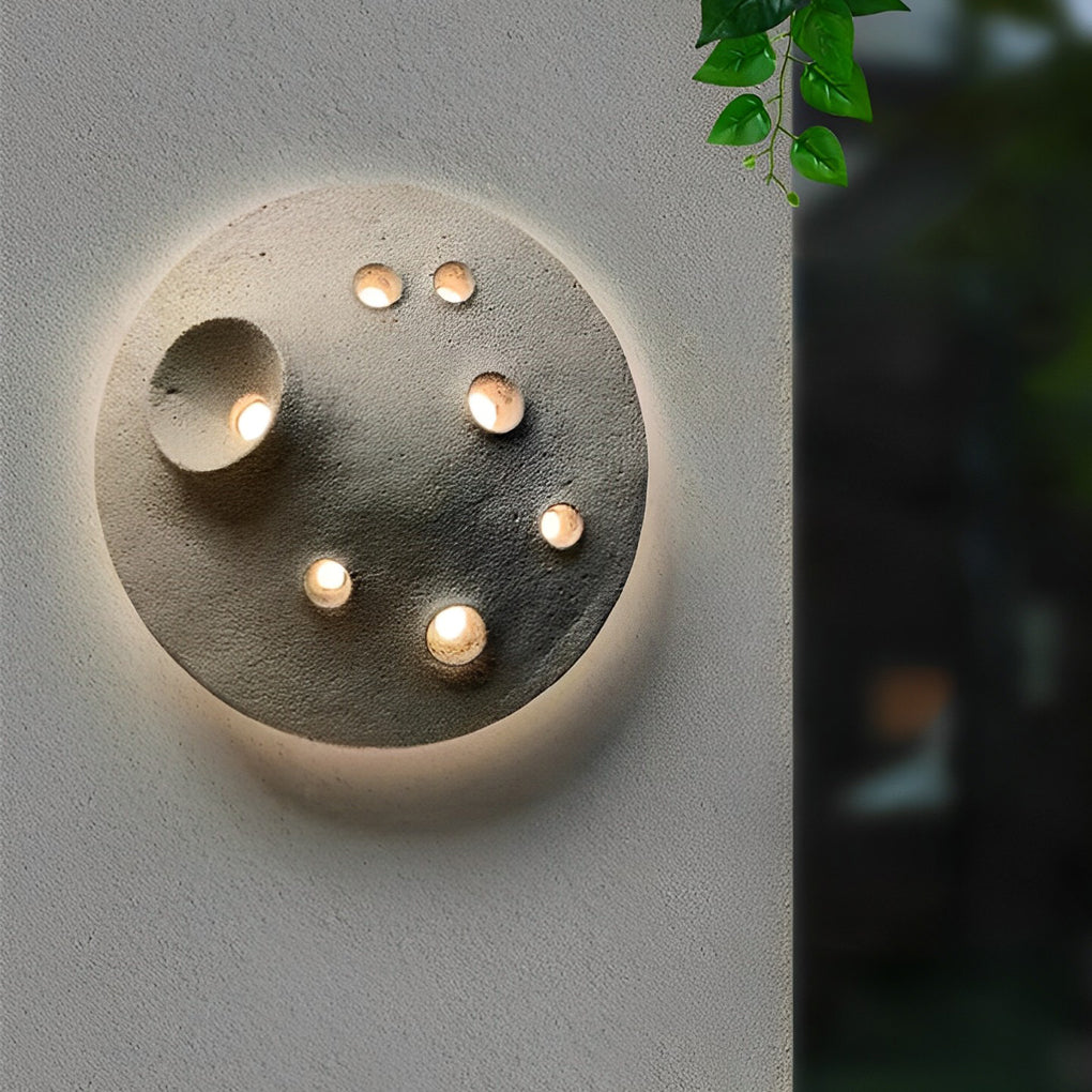 Round Creative Cement Lunar Crater Waterproof LED Outdoor Wall Lamp - Lamp Outdoor