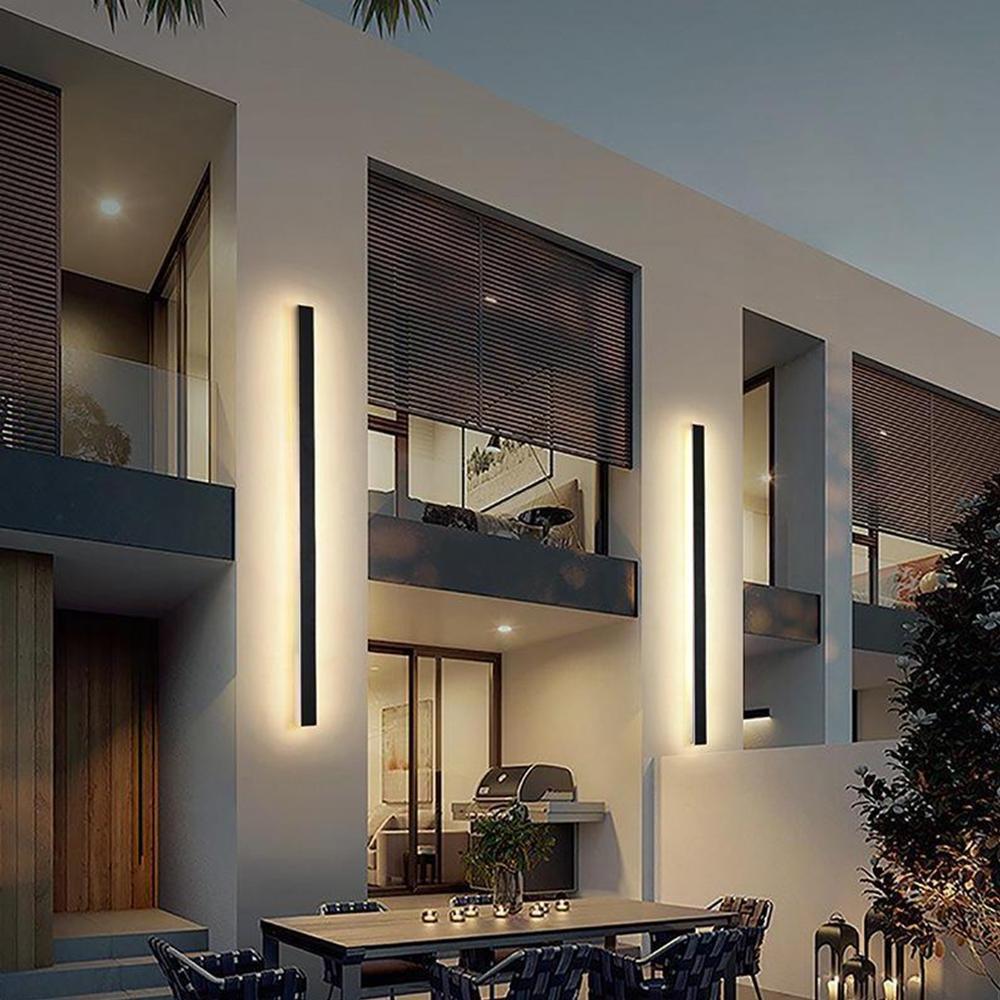 Waterproof Long Linear Metal Black Modern LED Outdoor Wall Lights - Lamp Outdoor