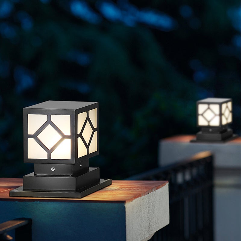 Square Stainless Steel LED Waterproof Black Modern Outdoor Light Post Lamp - Lamp Outdoor
