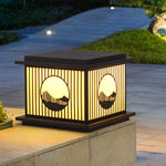 Retro Mountain Scenery LED Waterproof Black Modern Solar Pillar Lamp - Lamp Outdoor