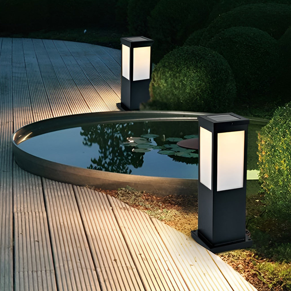 Remote-Controlled Industrial Solar Bollard Lights Waterproof & Square Outdoor Lighting - Lamp Outdoor