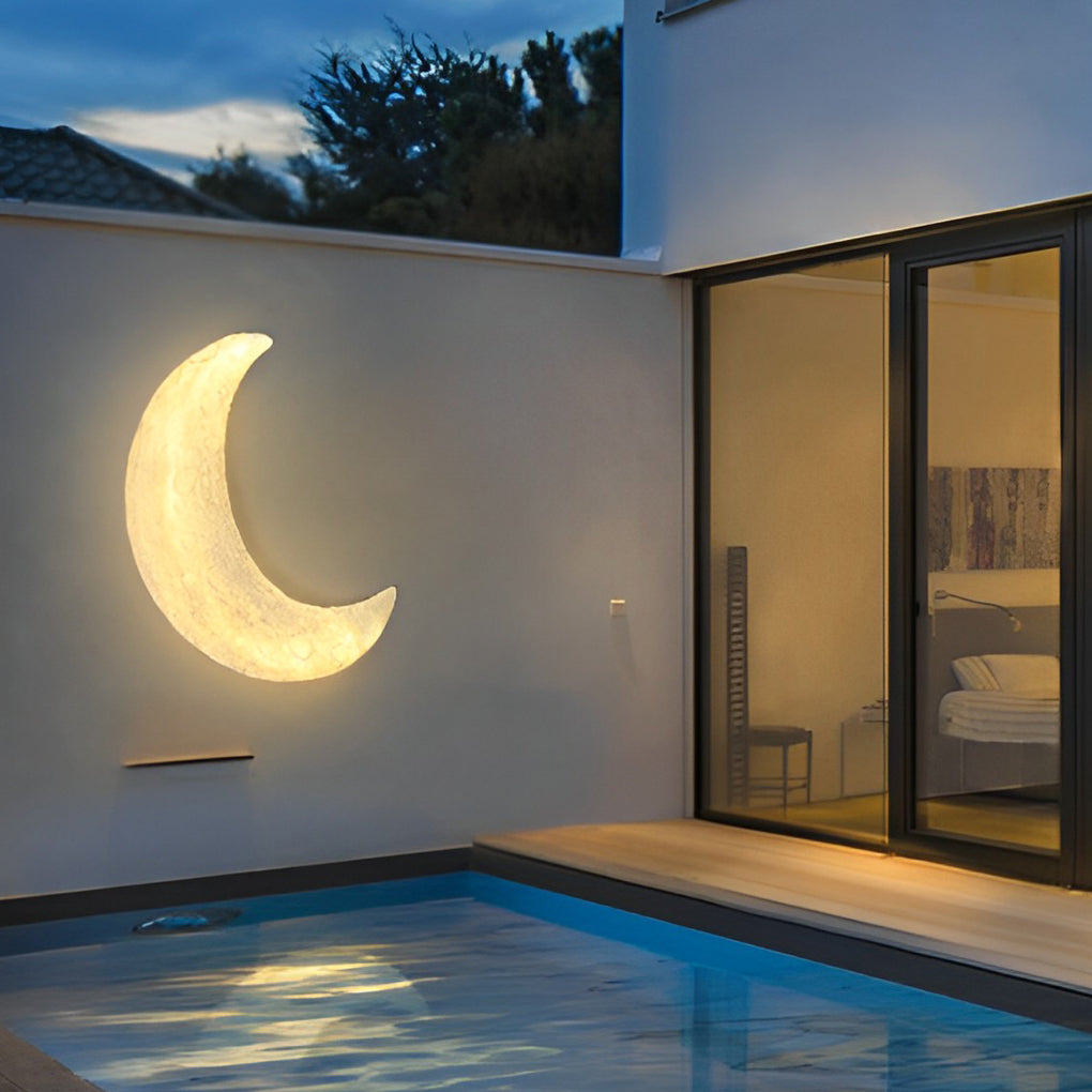 Creative Resin Moon Waterproof LED Modern Outdoor Wall Sconce Lighting - Lamp Outdoor