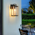 Lantern Shaped Waterproof Glass Black Industrial Outdoor Wall Sconce Lighting - Lamp Outdoor