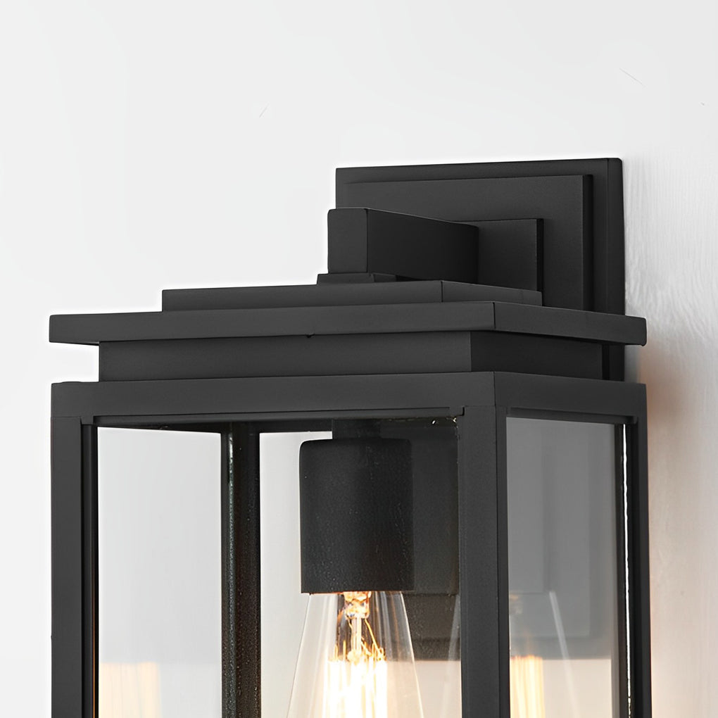 Waterproof Rectangular Glass Black Industrial Outdoor Wall Lamp Exterior Lights - Lamp Outdoor