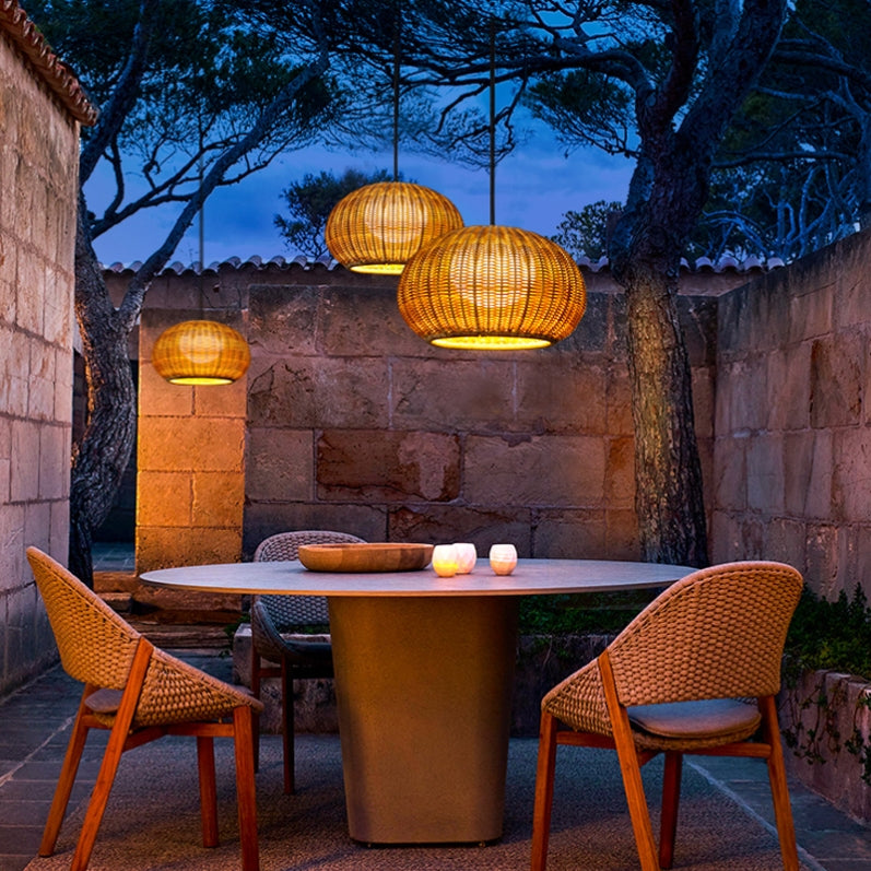 Lantern Shaped Waterproof Rattan Modern Outdoor Wall Lamp Chandelier - Lamp Outdoor