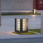 Four-Panel Cylinder Lantern LED Black Waterproof Outdoor Light with Lattice Pattern - Lamp Outdoor
