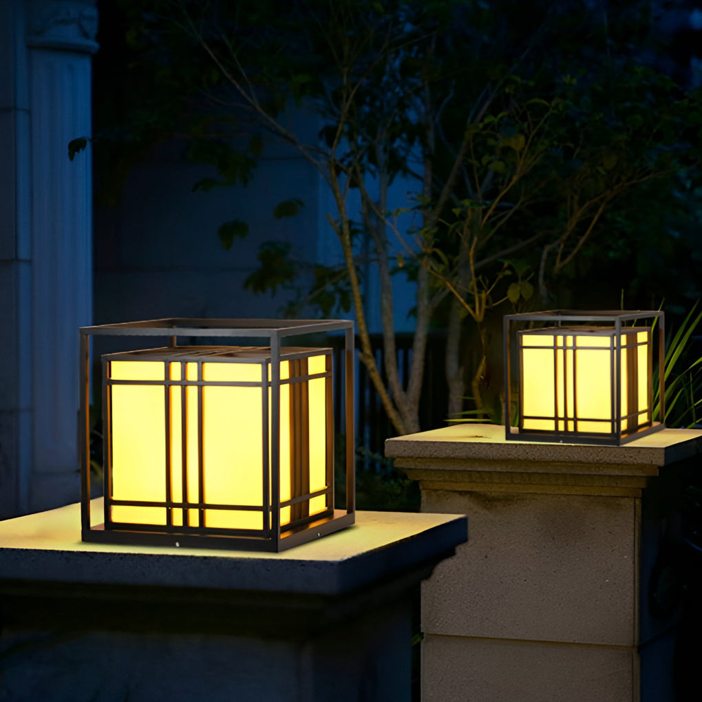 Retro Square Waterproof LED Black Modern Outdoor Post Caps Lights - Lamp Outdoor