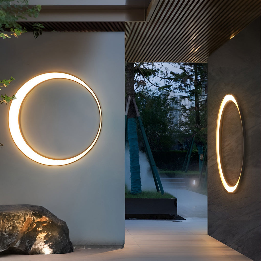Circular Moon Led Waterproof Ip65 Modern Outdoor Wall Lights Wall Lamp - Lamp Outdoor