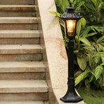 Vintage Classic Black LED Outdoor Lawn Post Light with Water Glass Lens - Lamp Outdoor