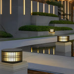 Round Creative Waterproof LED Black Modern Solar Fence Post Lights - Lamp Outdoor