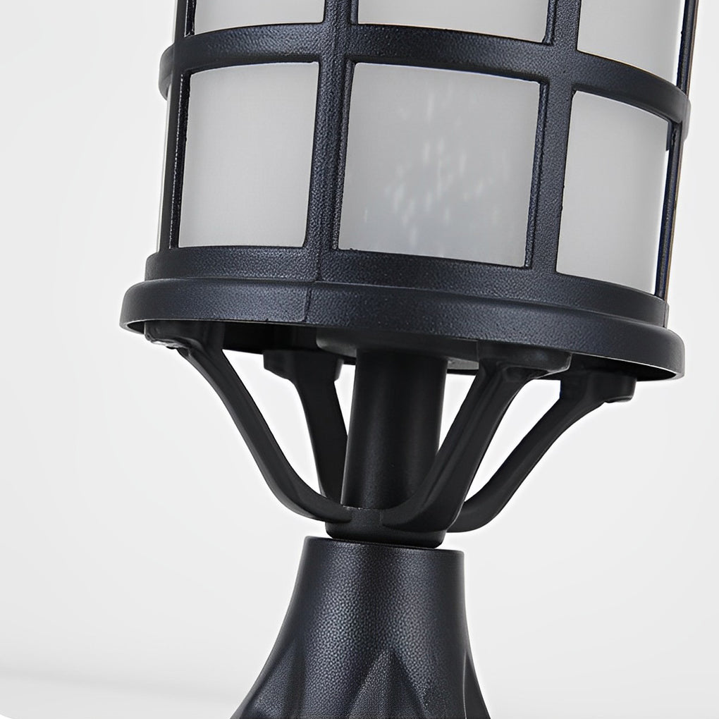 Round Cage Waterproof LED Black Modern Solar Fence Post Lights with Remote - Lamp Outdoor