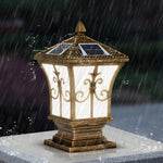Vintage Pattern Waterproof Automatic Solar Powered Fence Post Lights - Lamp Outdoor