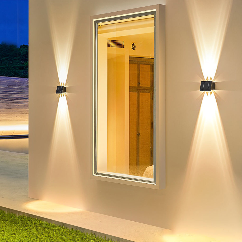 Up and Down Lighting LED Waterproof Black Modern Solar Wall Lights - Lamp Outdoor