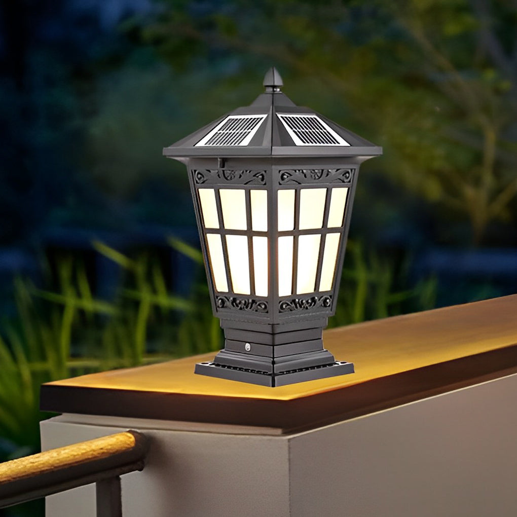 Waterproof Aluminum LED Brown Retro Solar Solar Post Cap Lights Pillar Lamp - Lamp Outdoor