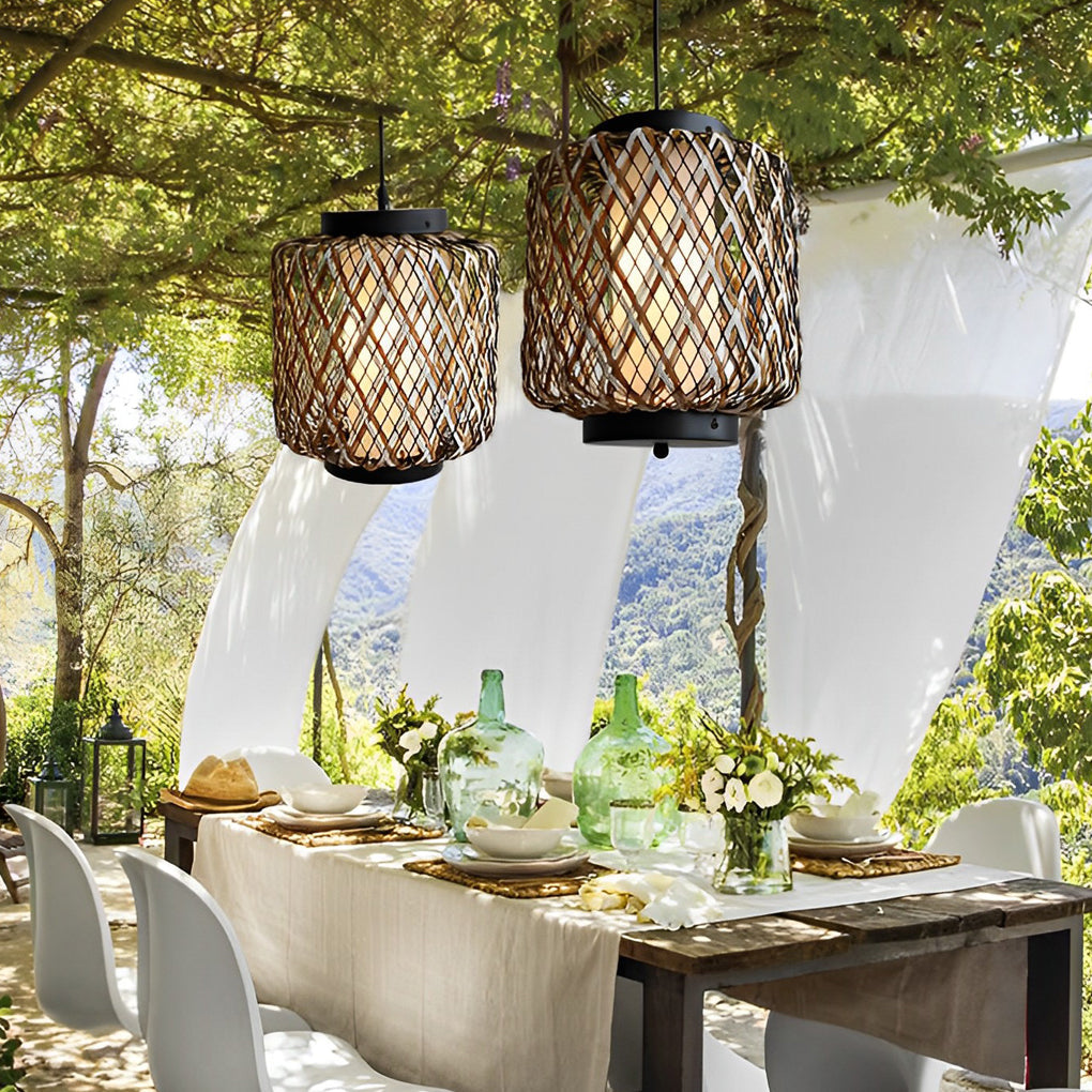 Rattan Waterproof Rustic Modern Outdoor Chandelier Pendants Ceiling Lights - Lamp Outdoor