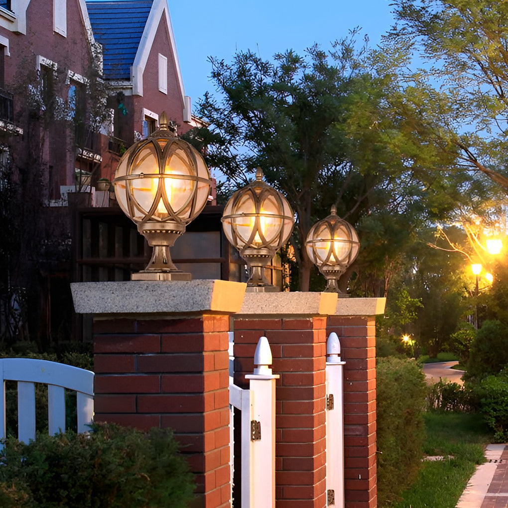 Round Glass E27 Waterproof European Style Outdoor Post Caps Lights - Lamp Outdoor