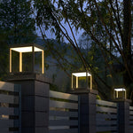 Modern Open Frame Square LED Solar Pier-Mounted Outdoor Post Light - Lamp Outdoor
