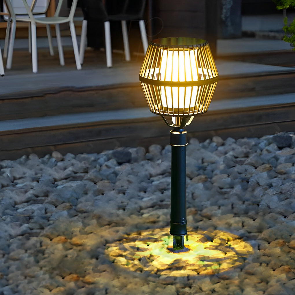 Modern Matte Black Solar Caged Lanterns - Lamp Outdoor