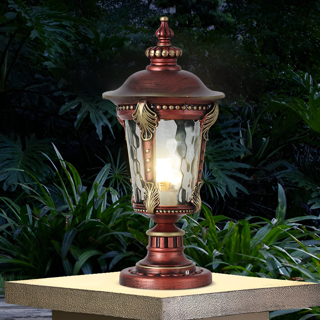 Dual Purpose Waterproof Aluminum Retro Solar Fence Post Lights with Remote - Lamp Outdoor