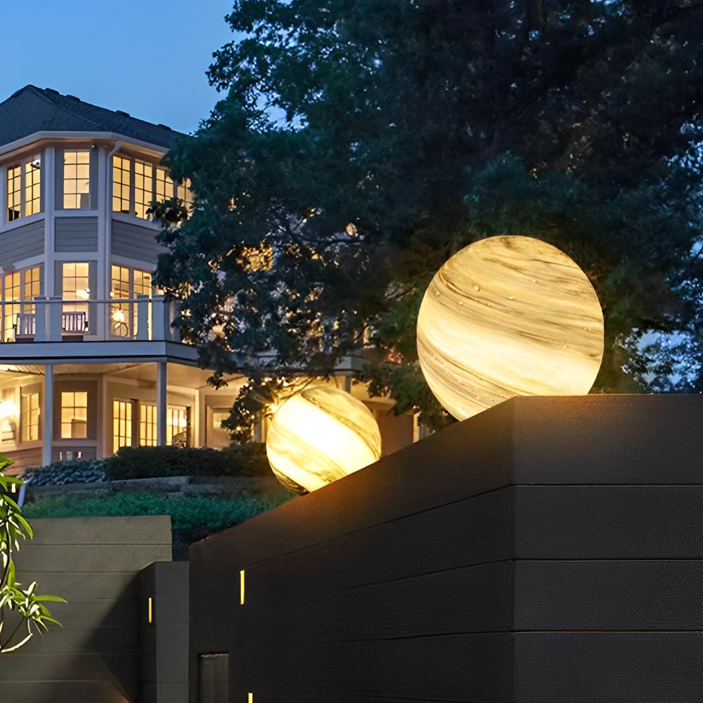 Round Glass Planets Design Waterproof Modern Outdoor Fence Post Lights - Lamp Outdoor
