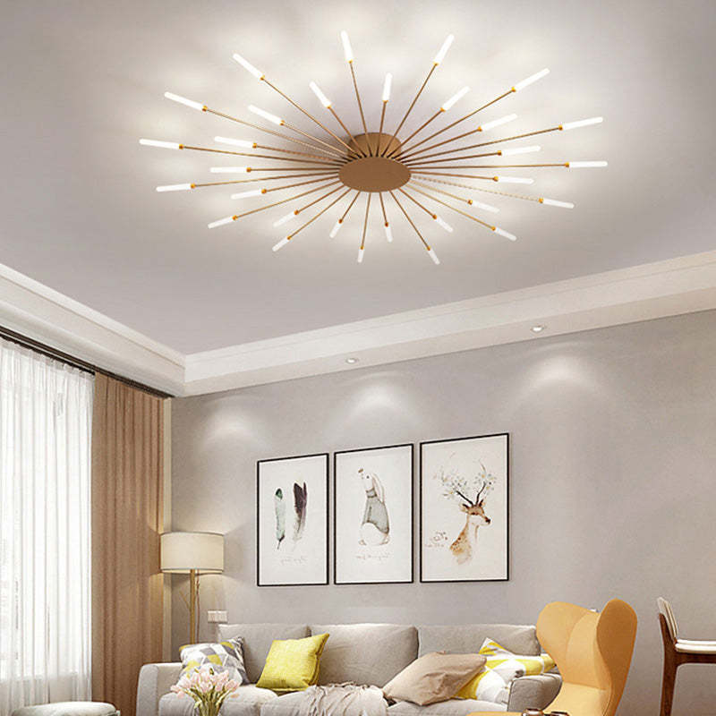 Wesley Flush-Mount Ceiling Light Fireworks, Black/Gold - Lamp Outdoor