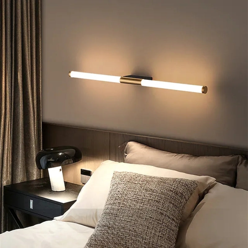 Moren Minimalist Linear Metal Wall Lamp, Gold - Lamp Outdoor