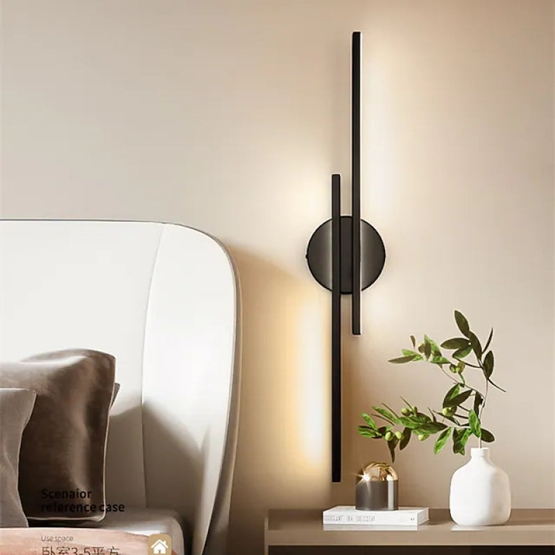Elgo Modern Nordic Disc/Linear Metal LED Wall Lamp, Black/White - Lamp Outdoor