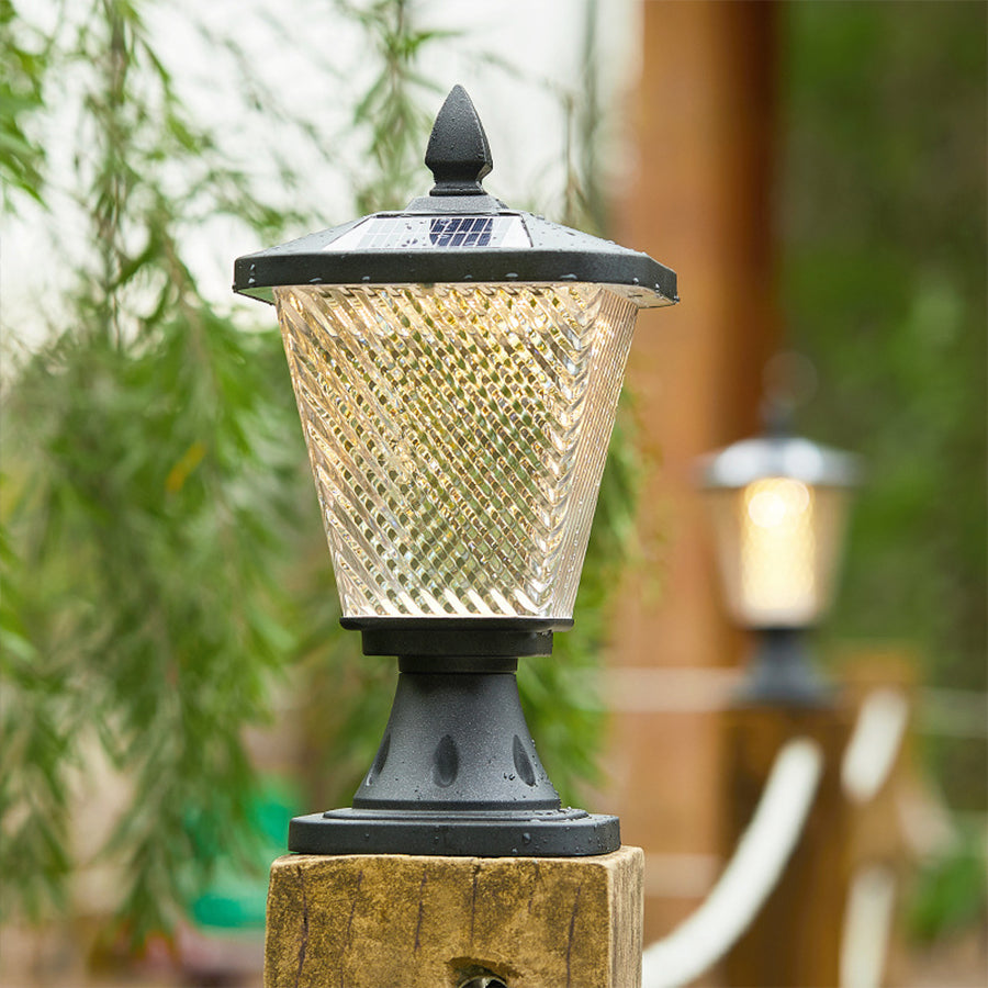LED Solar Power Pillar Lights Waterproof Pyramid - Lamp Outdoor