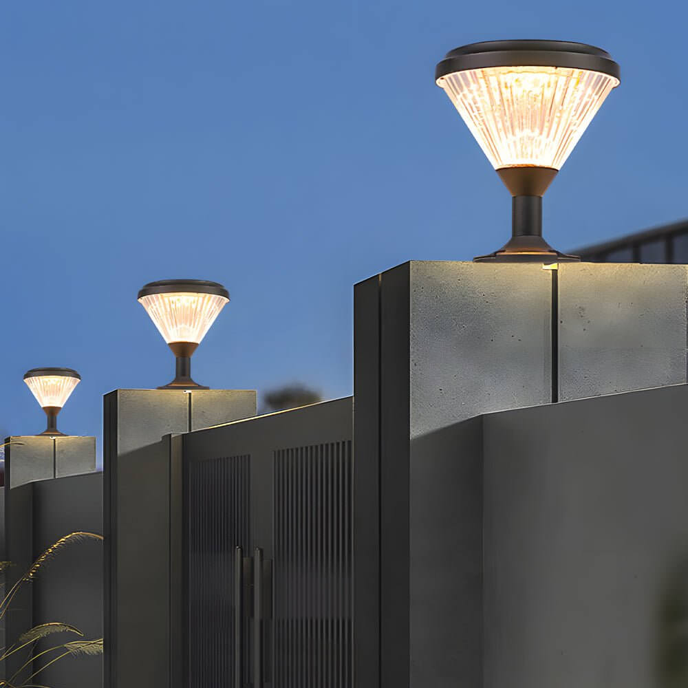 9-In H Waterproof Black Post Solar LED Pier Mount Light - Lamp Outdoor