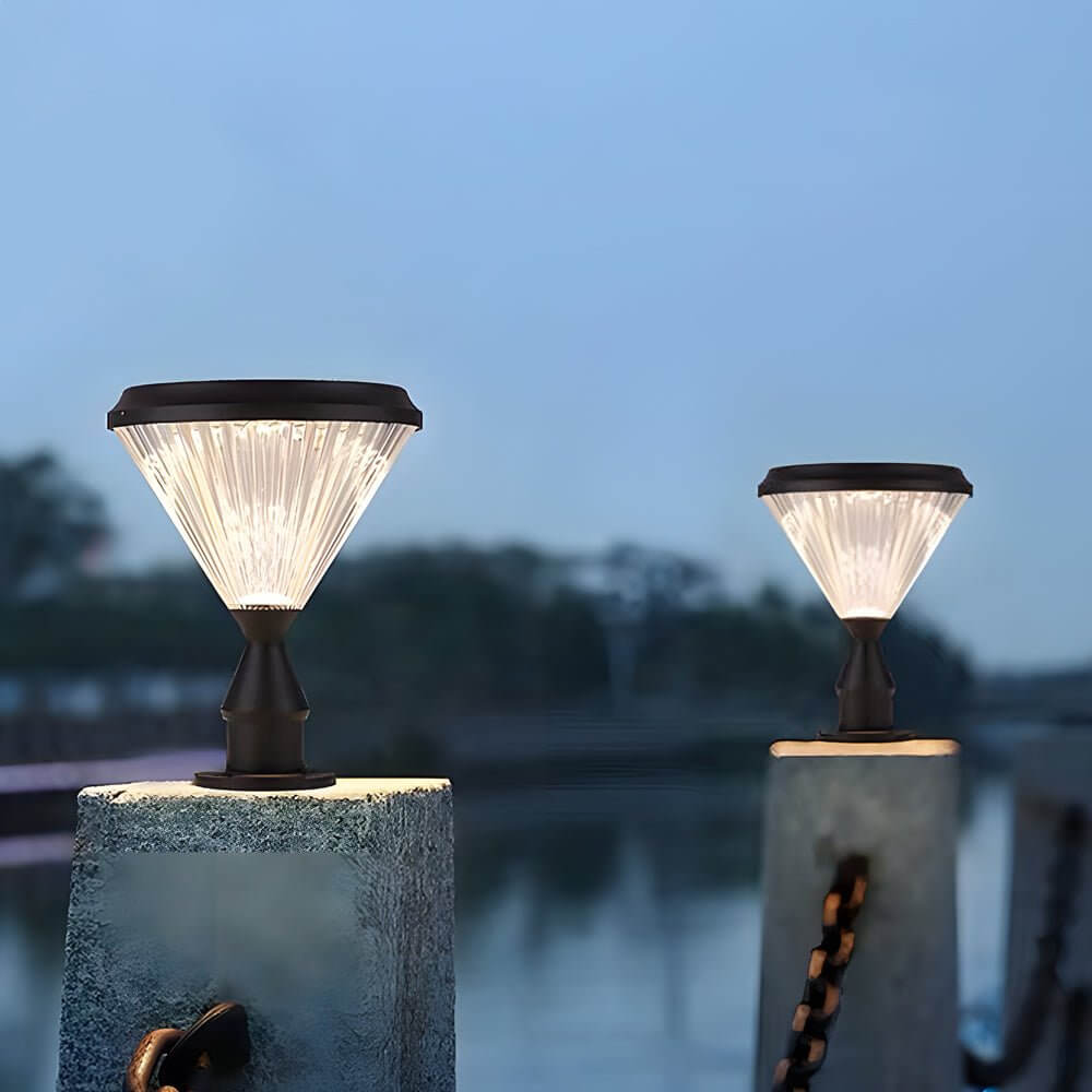 9-In H Waterproof Black Post Solar LED Pier Mount Light - Lamp Outdoor