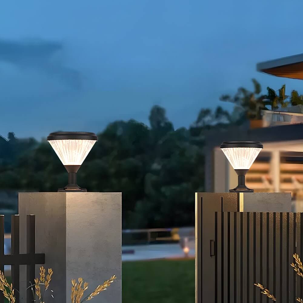 9-In H Waterproof Black Post Solar LED Pier Mount Light - Lamp Outdoor