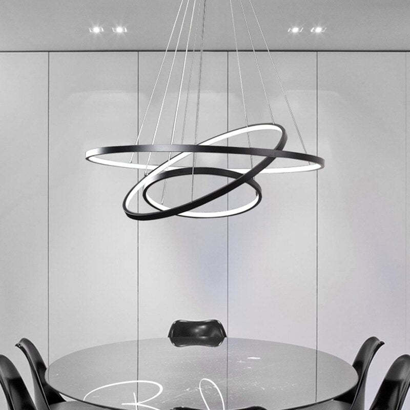 Aluna Pendant Light, Inner Ring Illuminated, White/Black/Gold - Lamp Outdoor